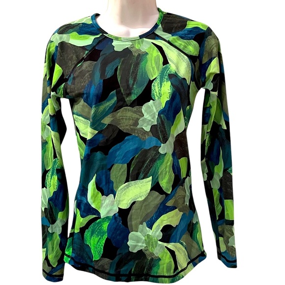 ATHLETA Point Break rash guard in Liana Floral Green S - Picture 3 of 8